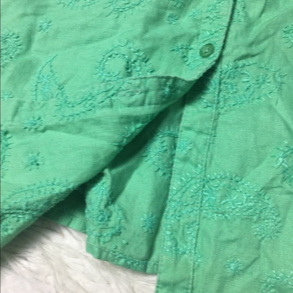 Peter Martin 100% Linen Tank Top Sleeveless Paisley Print Green Size Large - Picture 6 of 12
